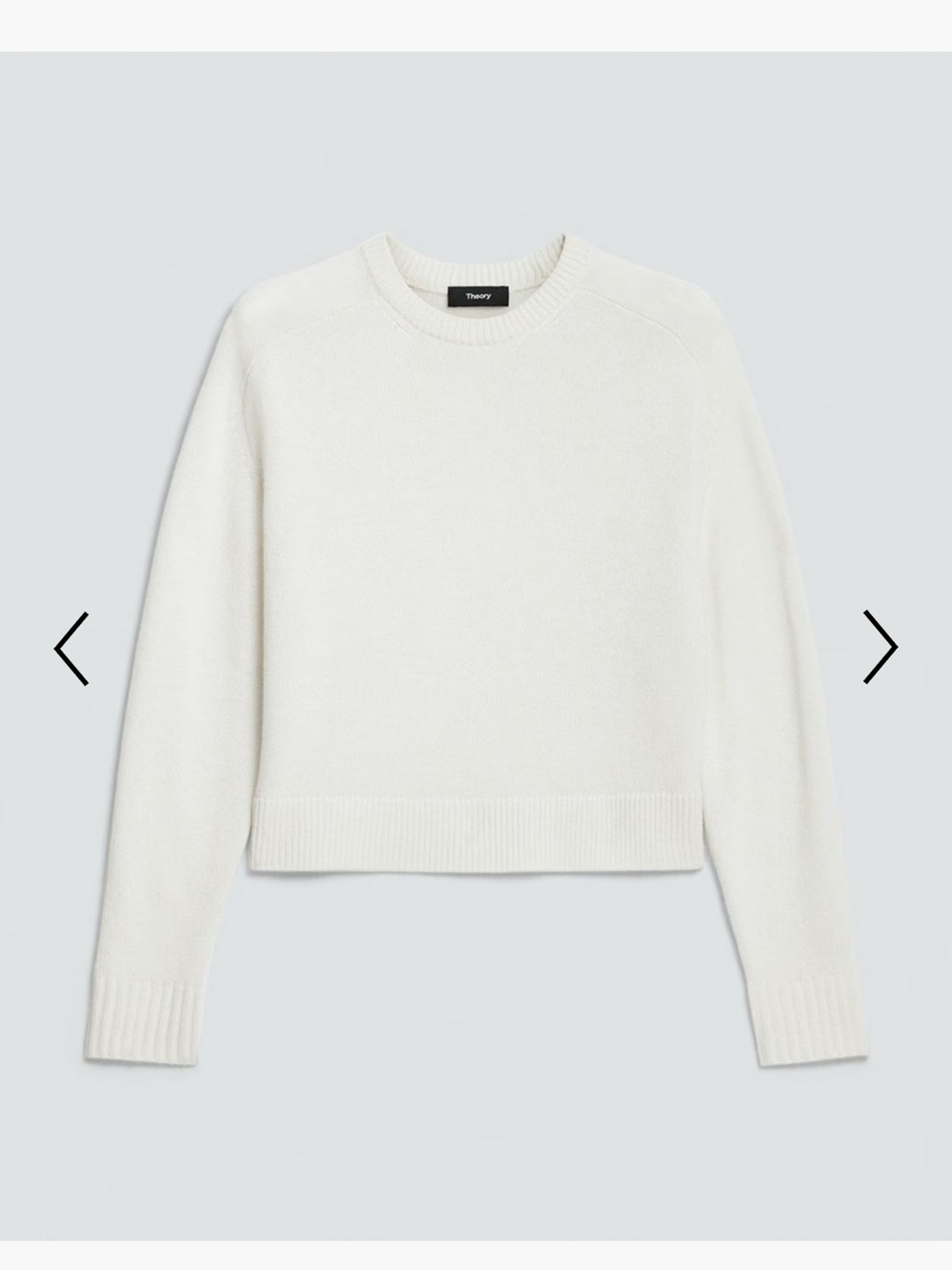 Theory Cropped Cashmere Crewneck Sweater in Ivory